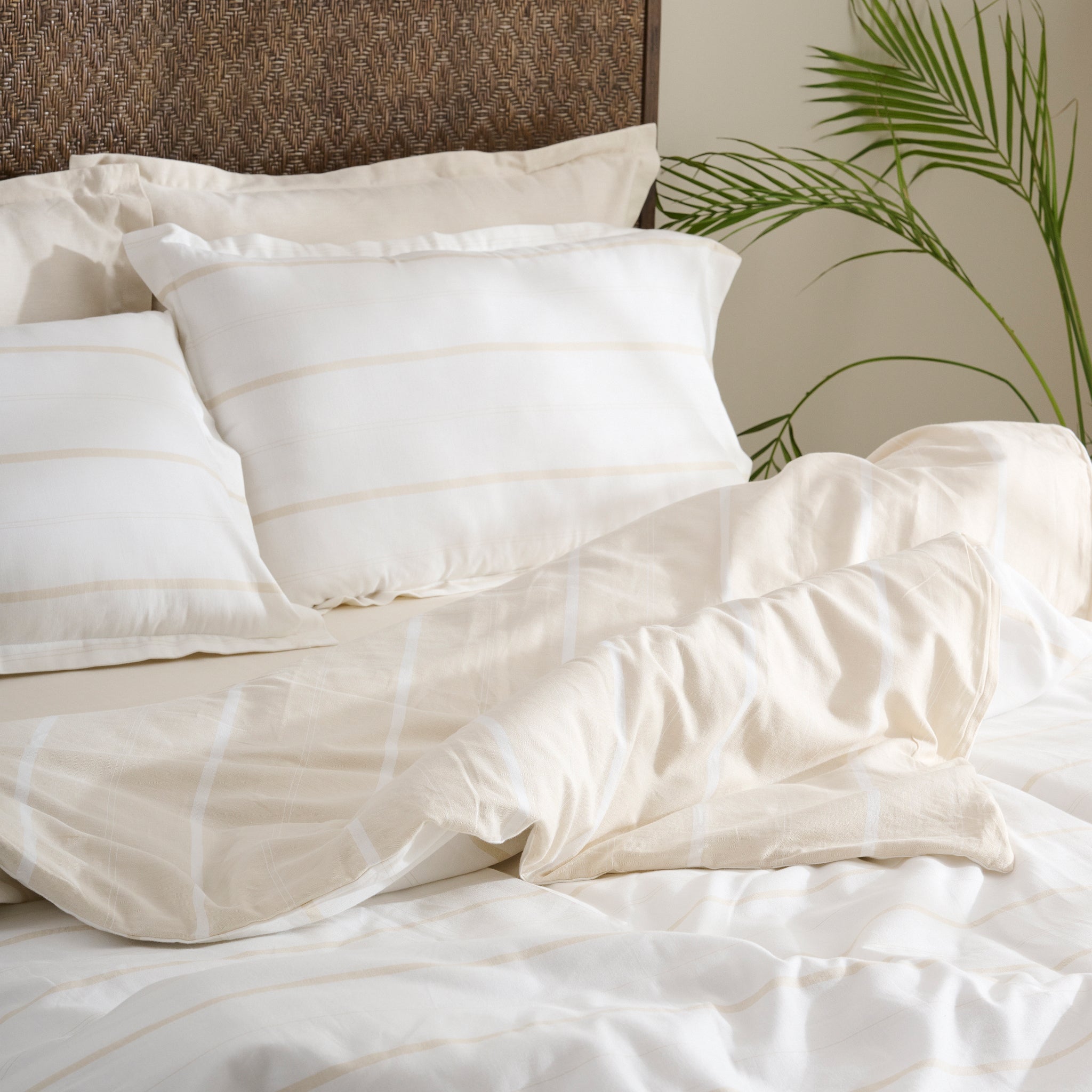 Sand Stripe  | Cotton Bamboo | Chambray | Duvet Cover