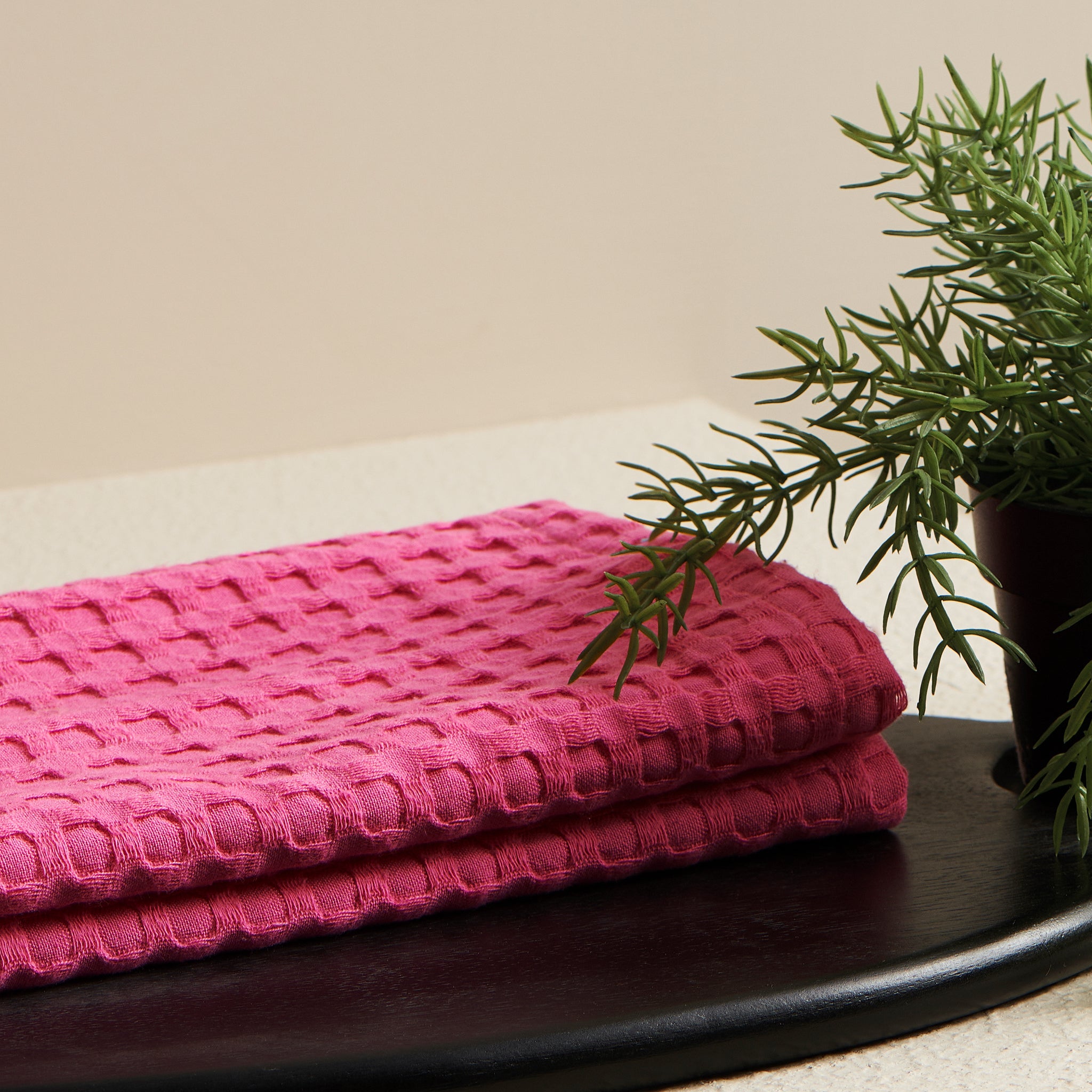 Pink waffle online towels